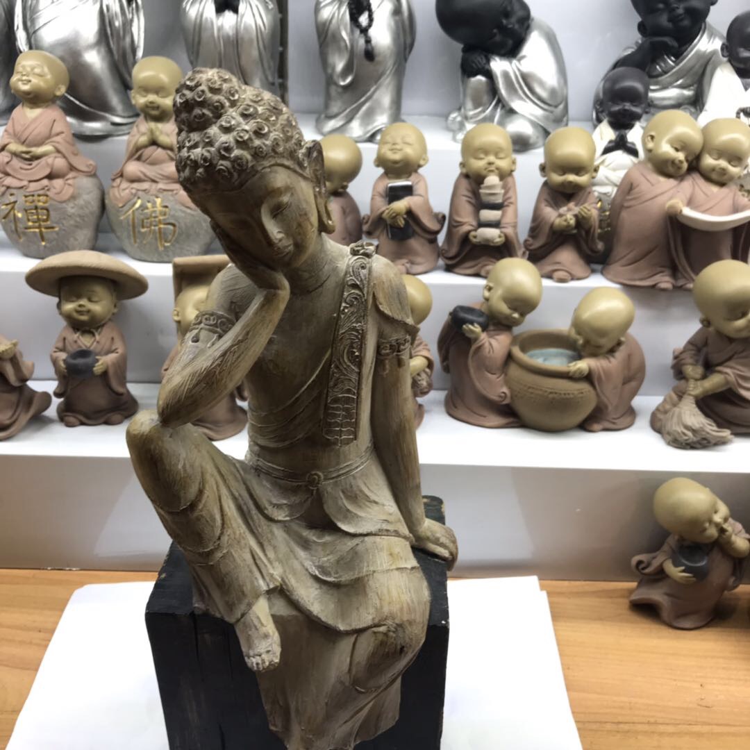 新中式禅意摆件玄关客厅佛像陶瓷复古创意倒流香装饰品工艺品