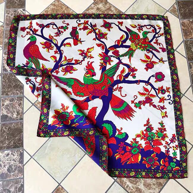 Silk New Silk Scarf Decoration With Retro Day Korean Version Of Literary Small Scarf Square details Picture