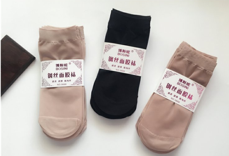 中筒黑肉色耐磨防滑勾春秋棉底袜子