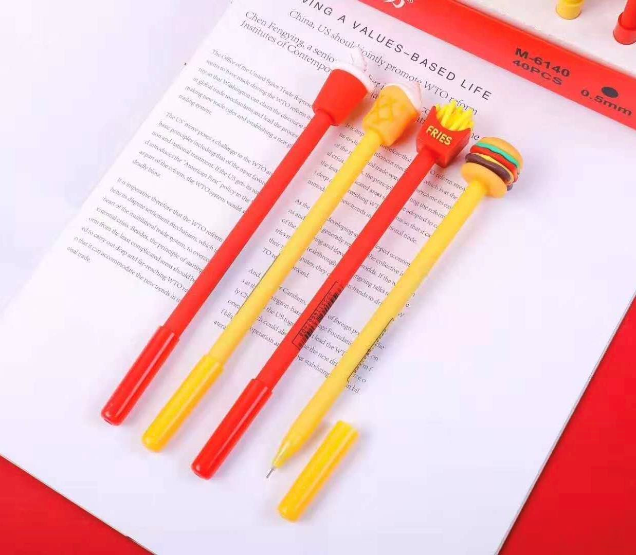 可爱迷你硅胶头肯德基四件套造型中性笔
