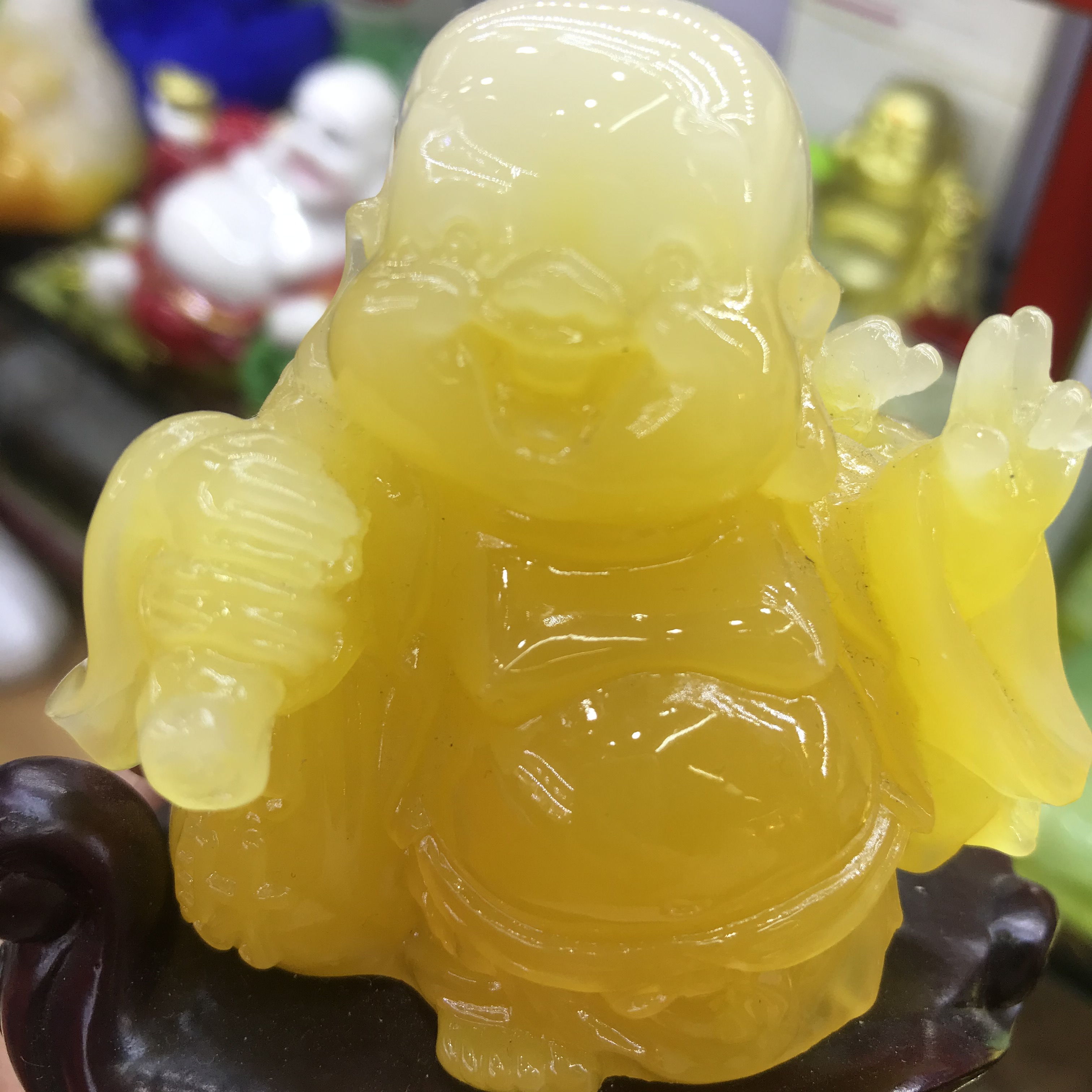 Five Blessings Maitreya Buddha car ornaments, imitation jade and amber, safe car interior accessories, high-end car seats details Picture