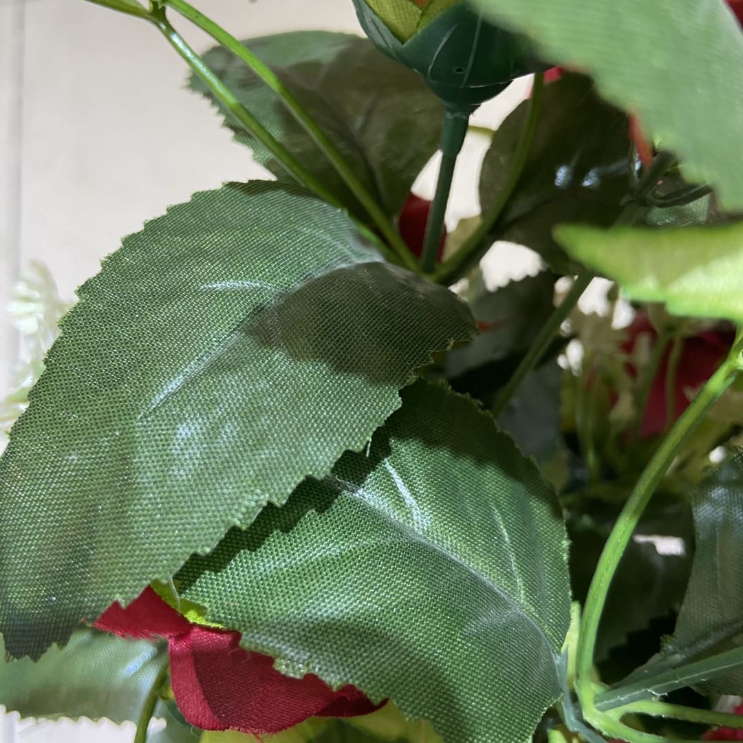 12头玫瑰花仿真花客厅高档摆设塑料餐桌电视柜摆件装饰插花束婚庆装饰细节图