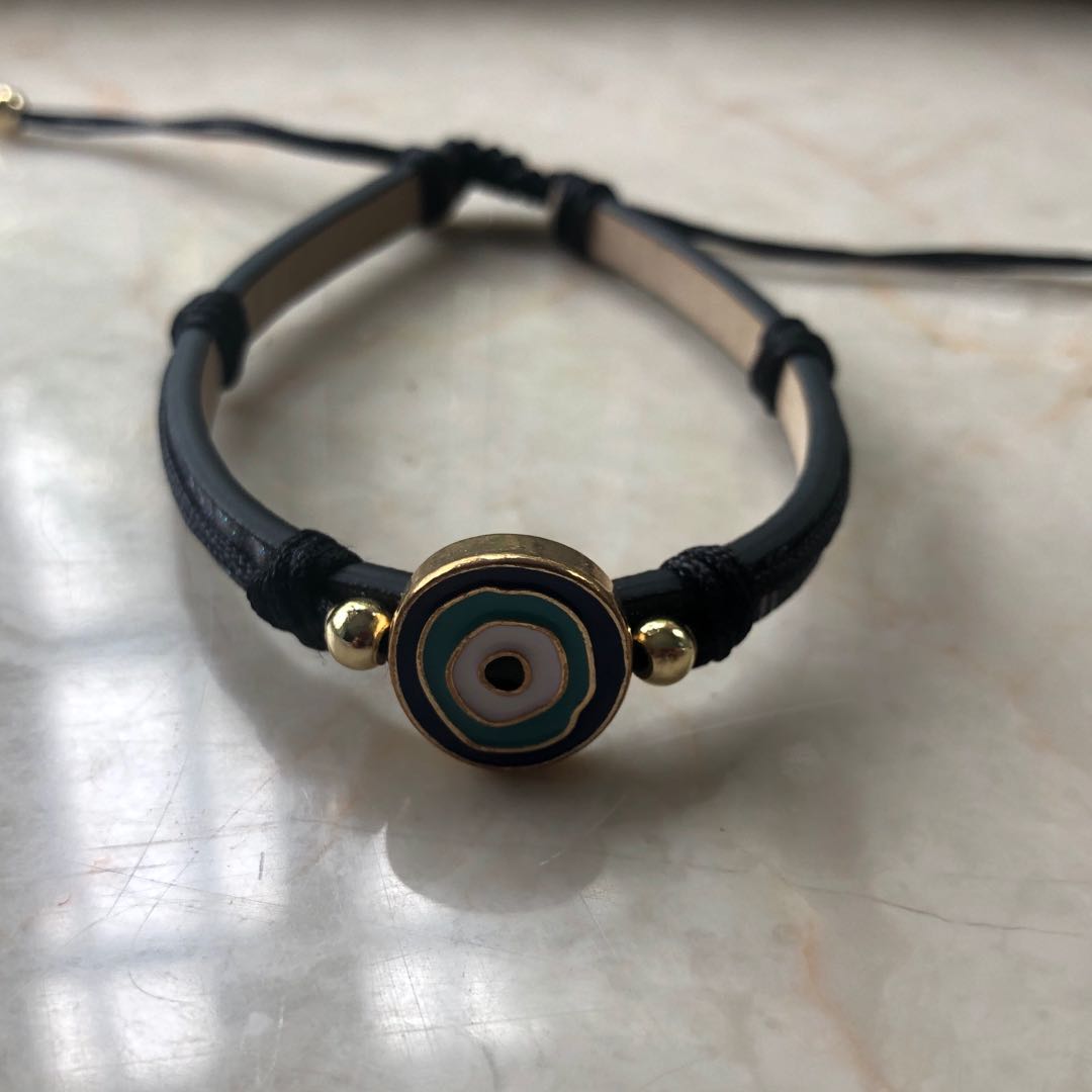 双向可调节手链绳牛皮绳黑绳穿珠子男女款手绳产品图