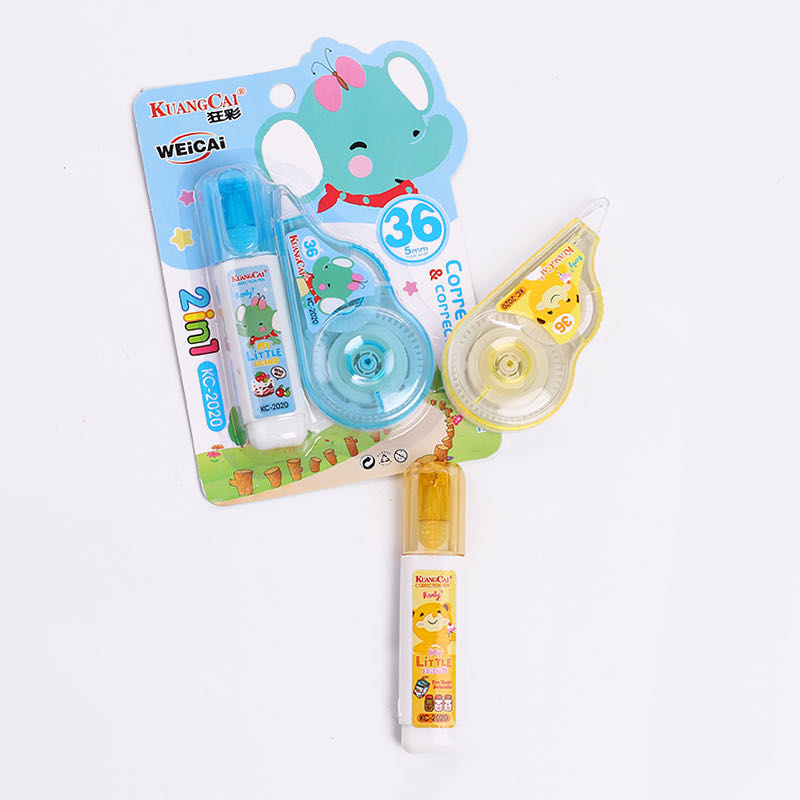 Kuangcai Correction Tape 2020 Correction Fluid + Correction Tape Set Cartoon Correction Fluid + Correction Tape 36 Large Capacity details Picture
