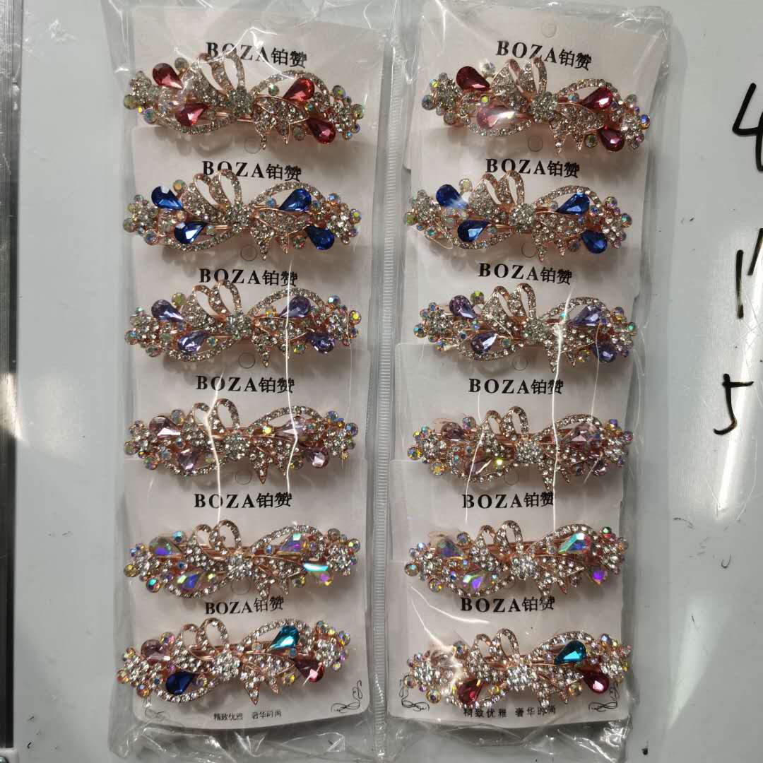 All New Women's Alloy Hairpin Rhinestone Bow Selling Head Buckle 12 Per Pack details Picture