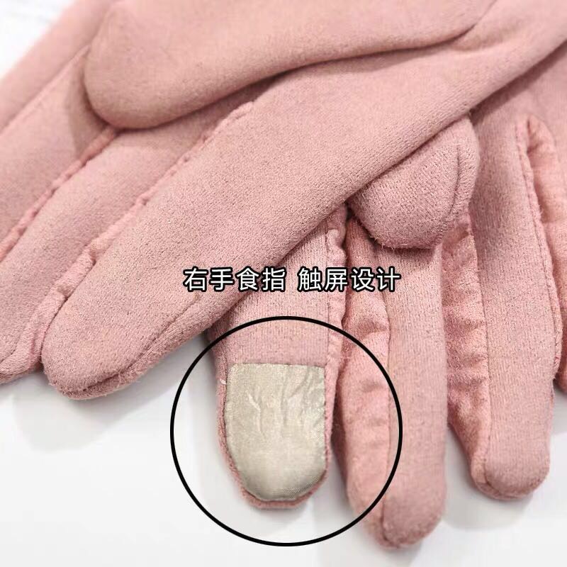 手套女秋冬天加绒保暖防寒骑车手套韩版时尚可爱女生气球简约细节图