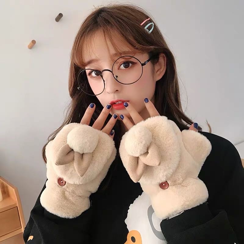 Gloves Plush Rabbit Winter Warm And Thick Cute Cartoon