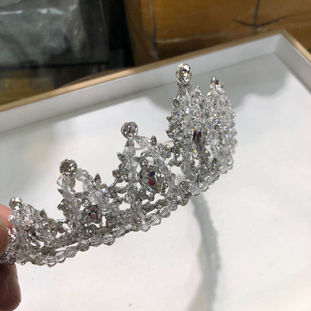 Korean Rhinestone Bridal Atmosphere Crown Wedding Hair Accessories Delicate Handmade Sweet Hair Accessories details Picture