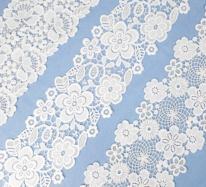 In-stock milk thread water-soluble embroidered wide lace with large barcode and hollowed-out lace embroidered dress accessories Specification image