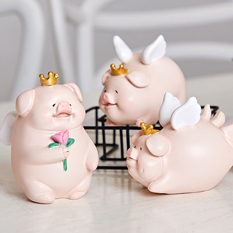 皇冠猪树脂家居工艺品吉祥生日礼物礼品