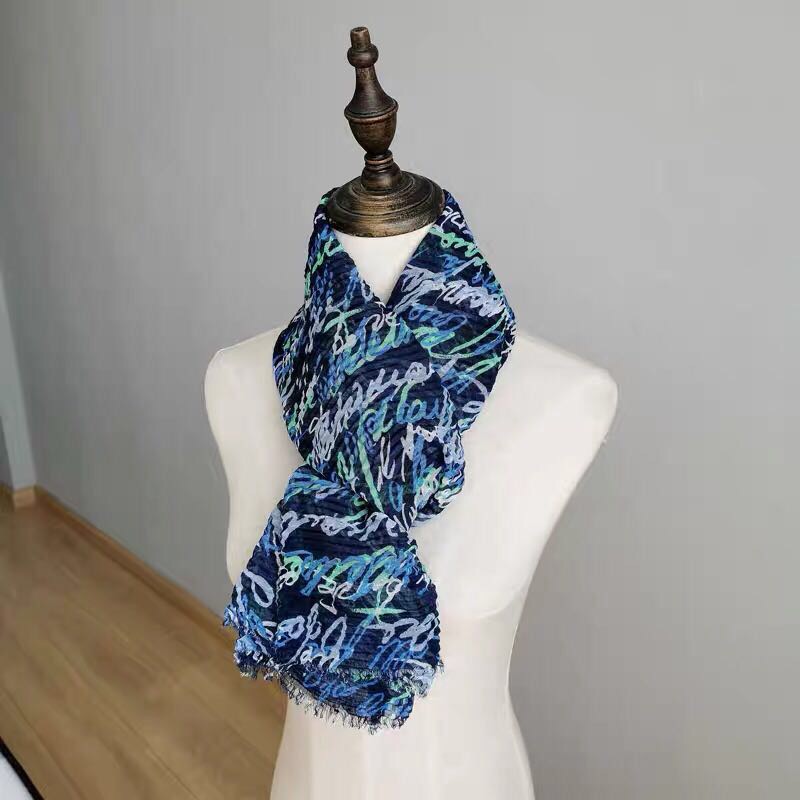 Foreign Trade Single Spring Blue Letter Scarf Soft Warm Skin Fashion Vitality European And American Style details Picture