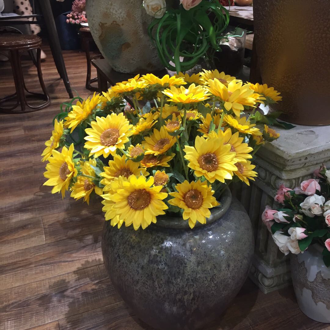 Simulation of the living room makeup decoration manufacturers to direct the sample sunflower 3 head of sunflowers to plant hair sunflower thumbnail