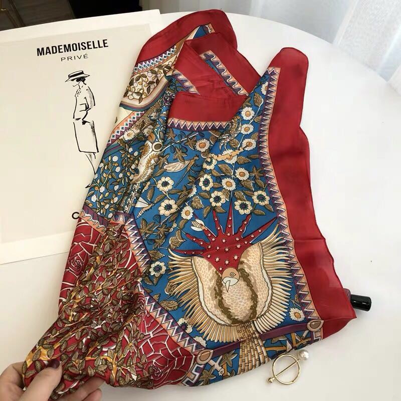 New Tree Of Life Silk Satin Scarf For Spring And Fall