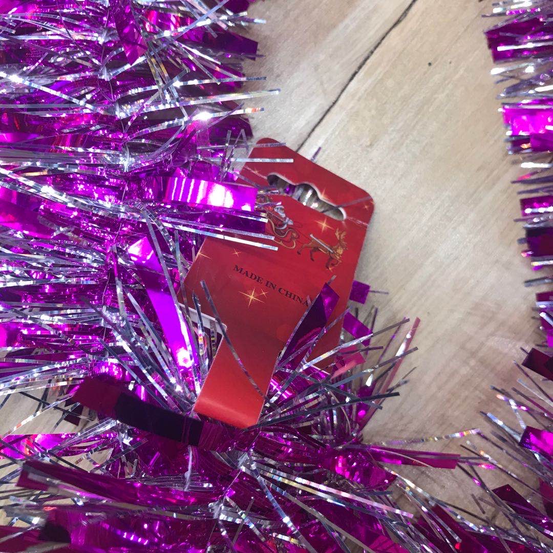 工厂直销拉花彩条花篮吊花PET双色可混装来样定做产品图