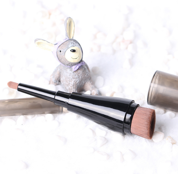 Beauty tools: Makeup brush, artificial fiber bristle, plastic handle, double-headed foundation brush Specification image