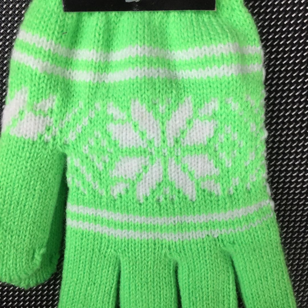 Winter women's warm outdoor plush gloves, monochrome winter warm plush jacquard gloves details Picture
