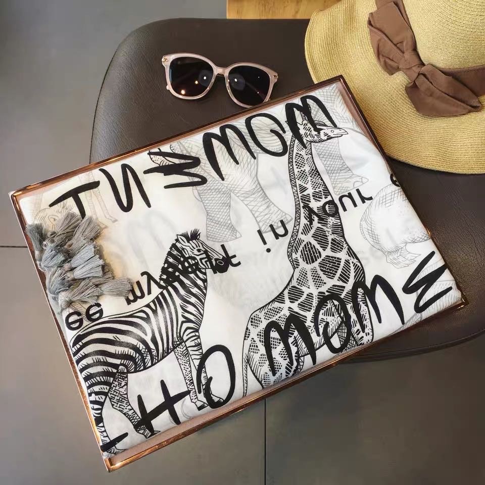 Black And White Animal Print Scarf Scarf Oversized Scarf Shawl Specification drawing