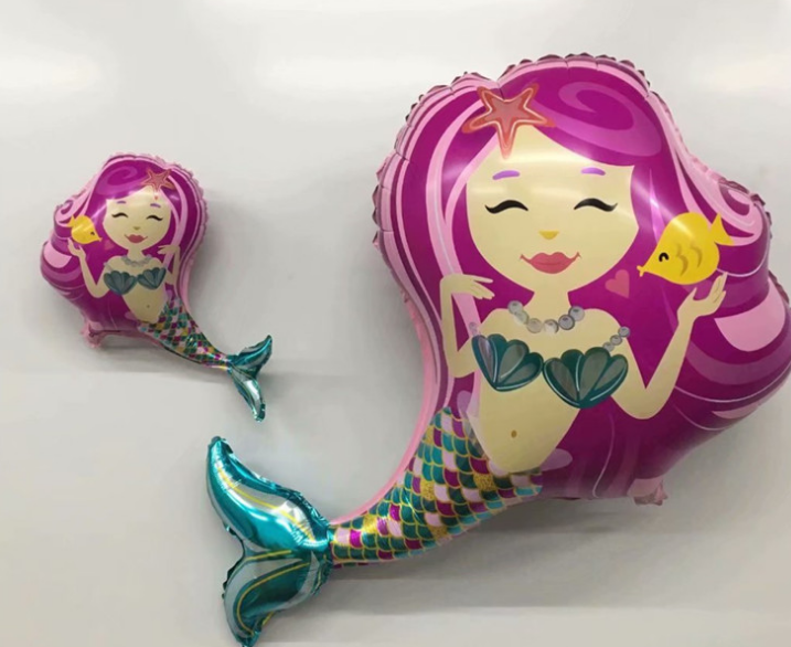 Wholesale of new mermaid aluminum membrane balloons decorated and arranged for takeoff with helium gas filling Specification image