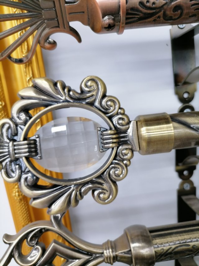 Crystal head curtain pole, Roman pole, double pole, single pole, curtain track, silent details Picture