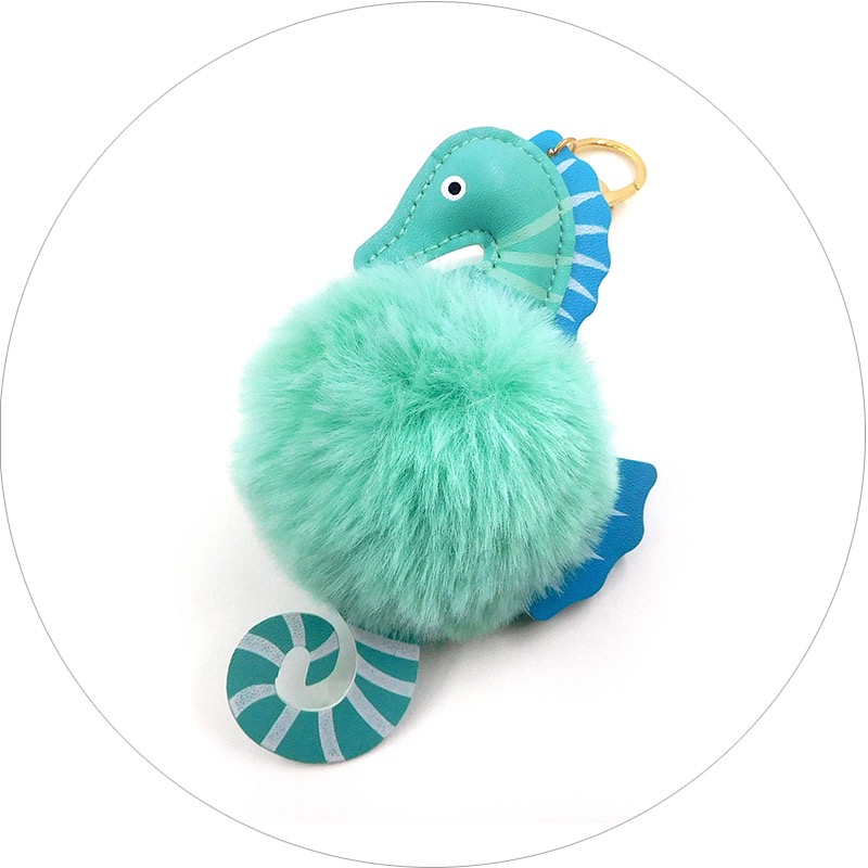 皮草皮革海马时尚复古毛球钥匙扣时尚包包挂件