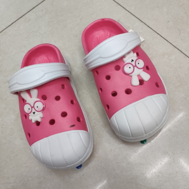 Summer children's garden Crocs, girls' pink rabbit sandals and flip-flops