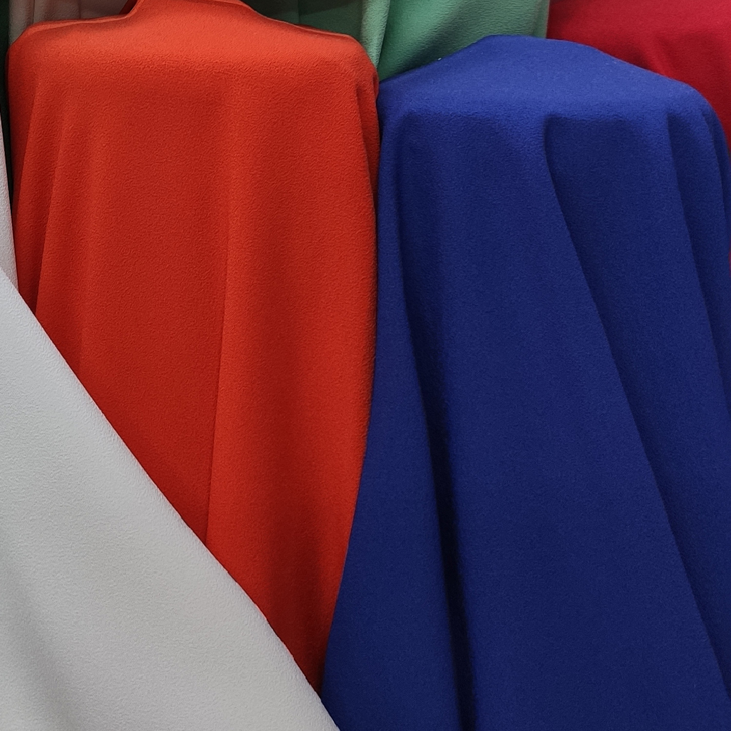 The elastic crepe fabric for clothing is available in multiple colors and the price is negotiable details Picture