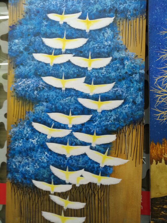 环保材质镀金属外框装饰油画现代新中式沙发挂件