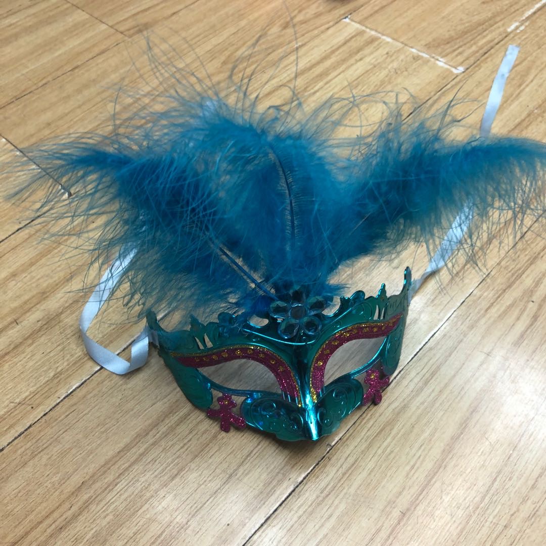 孔雀羽毛面具蕾丝边儿童化妆舞会公主幼儿园舞蹈表演假面女