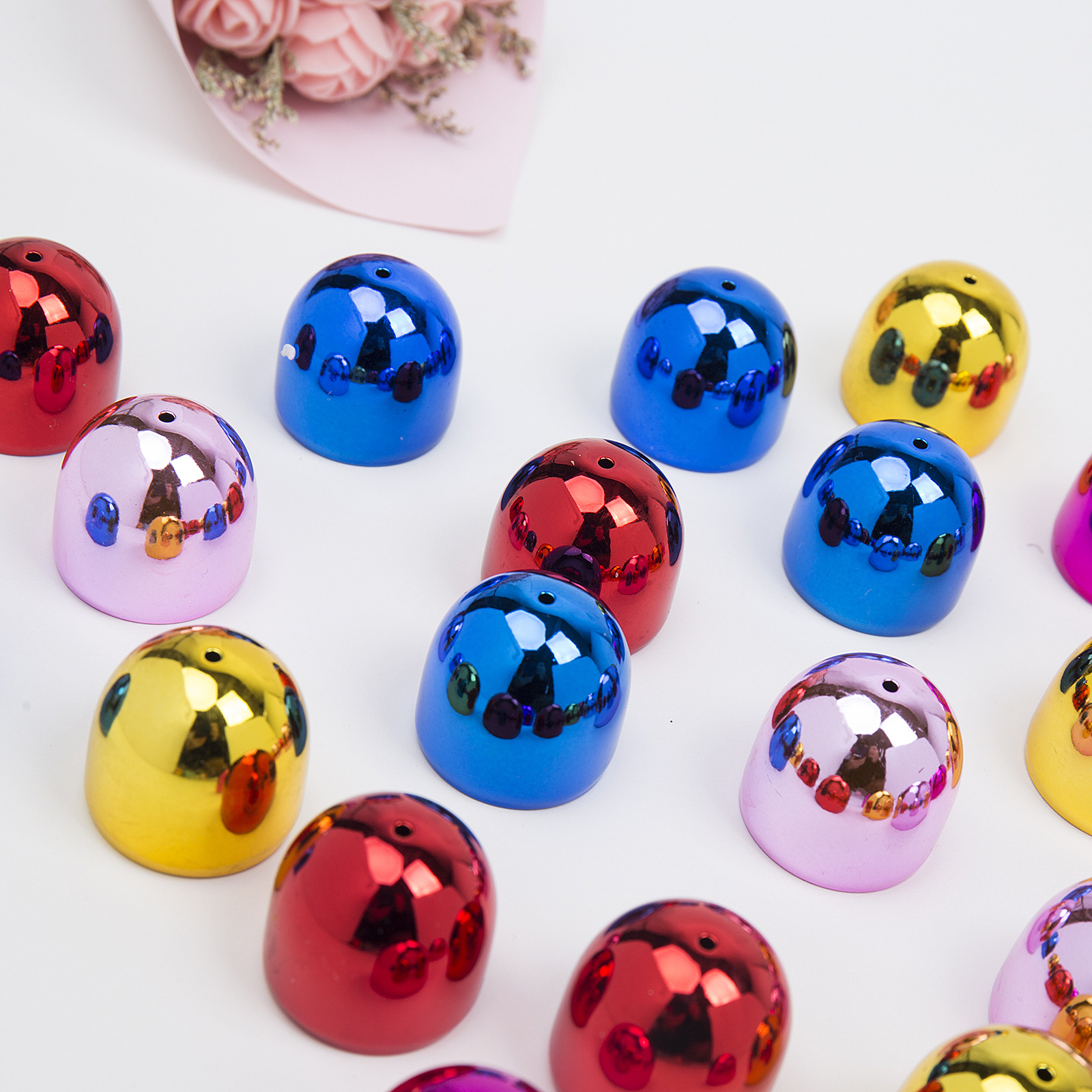 Factory direct sales 28mm vacuum electroplated colored wind chime iron bell, handcrafted DIY retro wine glass-shaped wind chime hanging decoration details Picture