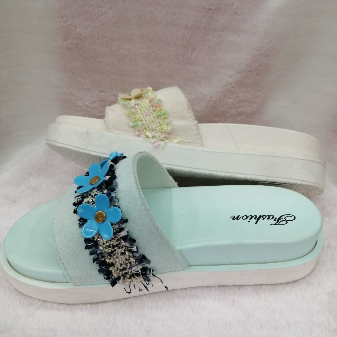 Floret Cloth Waterproof Table Slippers New Summer Wear A Word Fashion Sandals Burst Female Drag Specification drawing