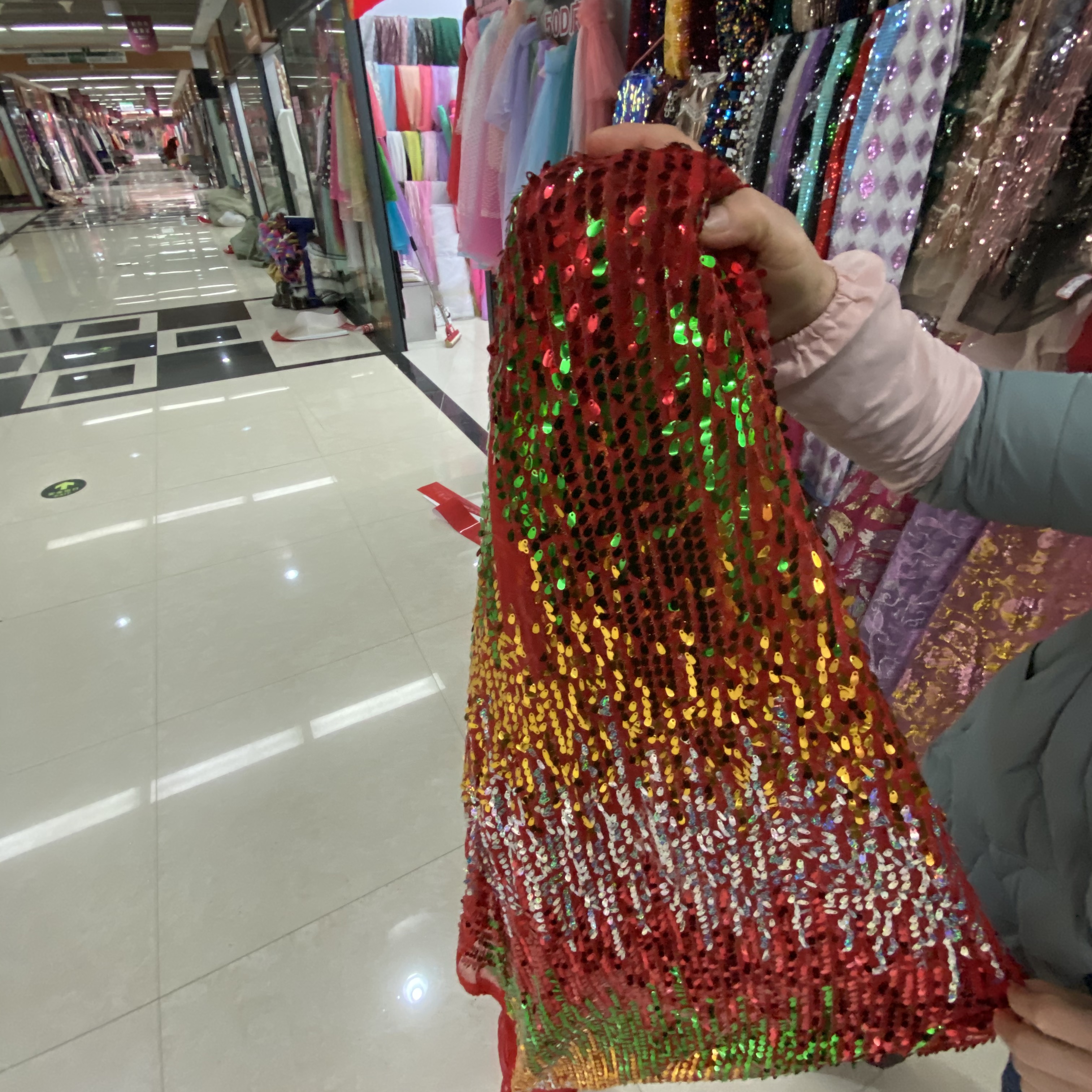 4色底子片网底厂家直销定制满幅珠片亮片布料面料亮片珠片绣花布网布网纱布料