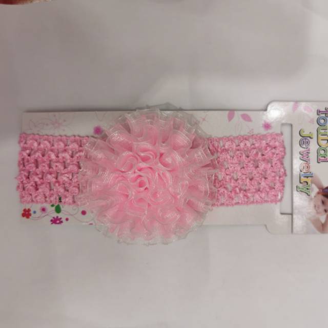 New children's hair accessories pink lace ribbon large flower stretch lace hair head head hair accessories lovely wind thumbnail