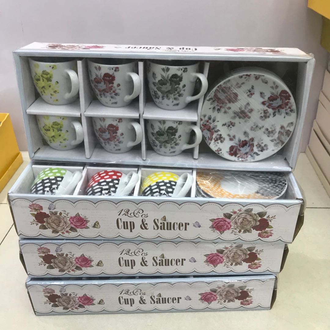 咖啡杯碟6杯6碟彩盒包装花面多样