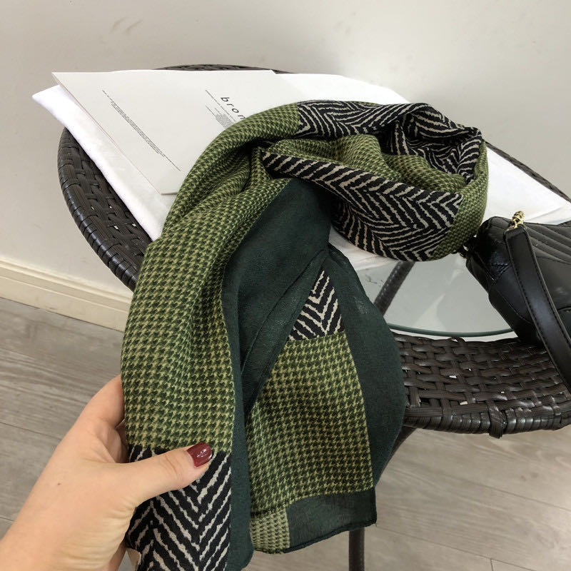 Casual Trend With Solid Color Korean Version Scarf Cape Green details Picture