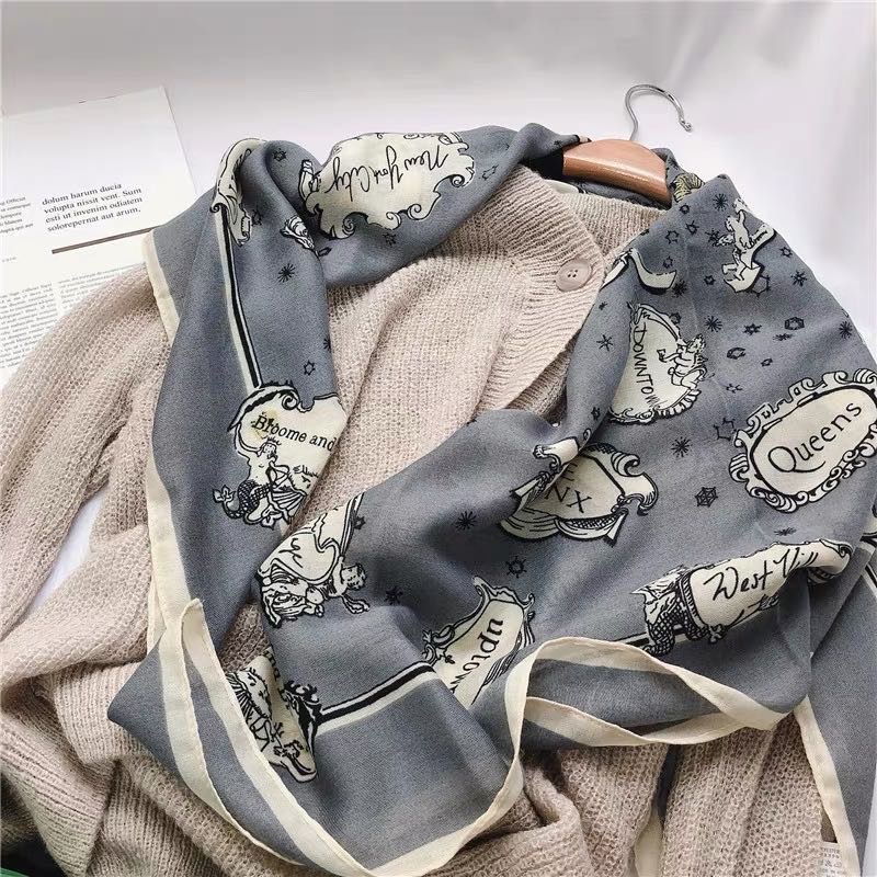 Gray Silk Scarf Small Square Scarf Korean Version Fashion Casual Scarf Specification drawing
