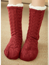 袜子女中筒袜冬季珊瑚绒加厚保暖地板袜中筒毛线袜