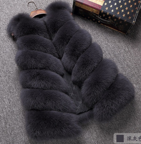女士时尚潮流百搭保暖高档仿狐狸毛马甲产品图