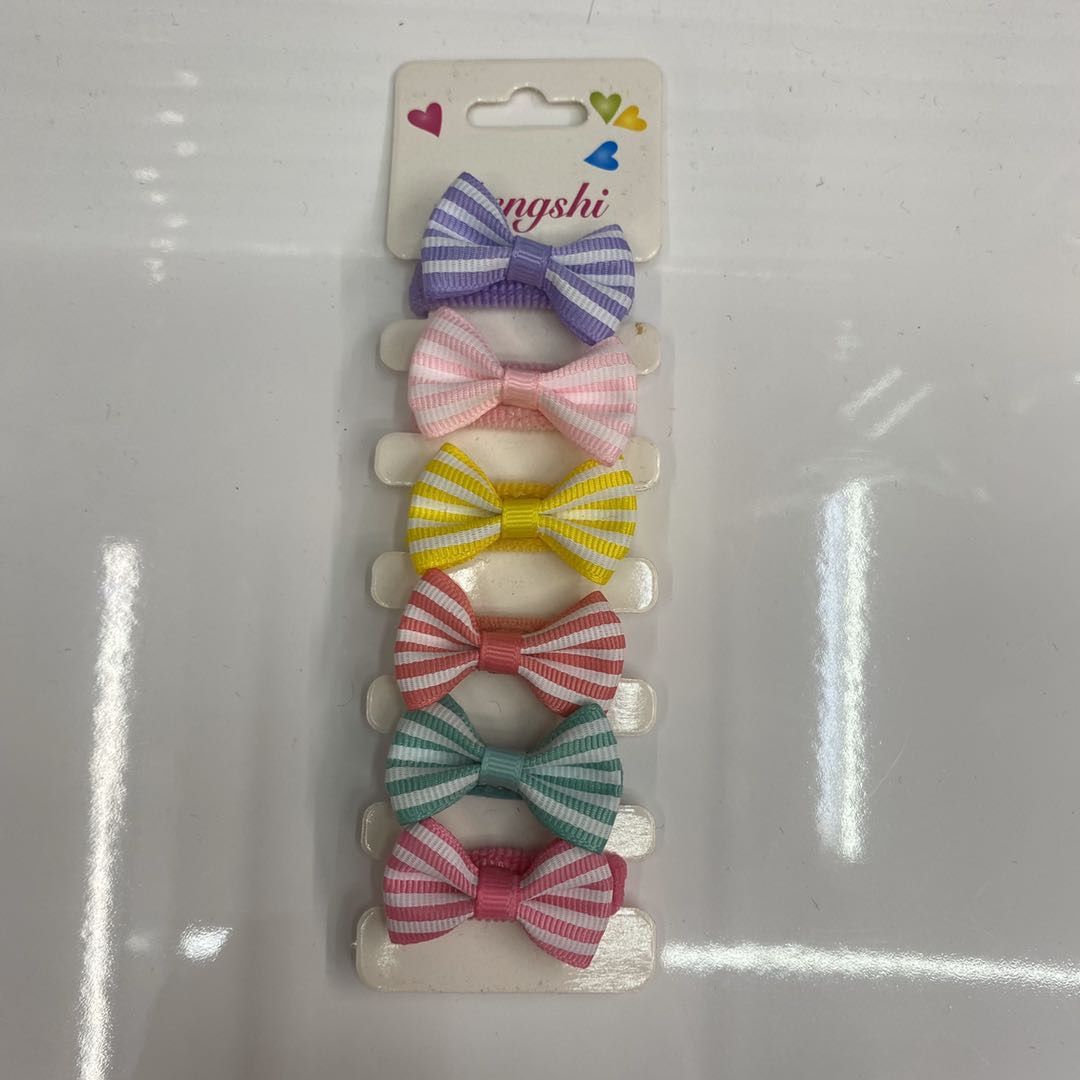 热销新款简约气质条纹布艺蝴蝶结儿童头绳