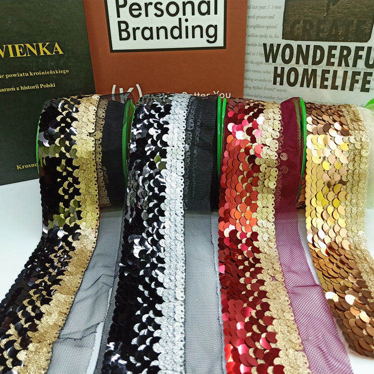 2024 Factory Direct Sales New Market Accessories Performance Clothing Decoration Home Fabric Flexible Packaging Decorative Gold And Silver Lace Specification drawing