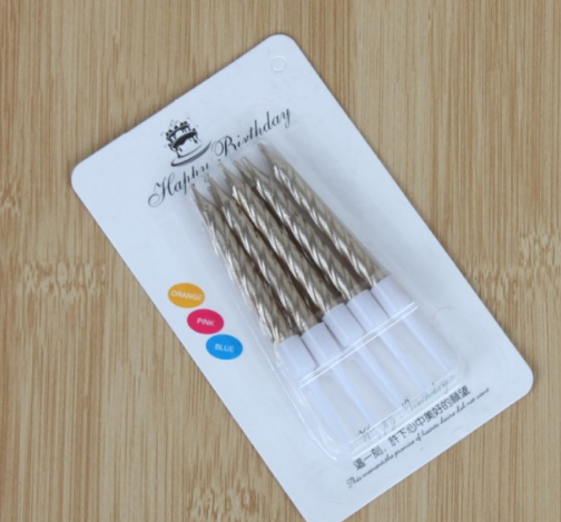创新生日蛋糕派对蜡烛婚庆节日铅笔蜡烛螺纹蜡烛多种颜色批发