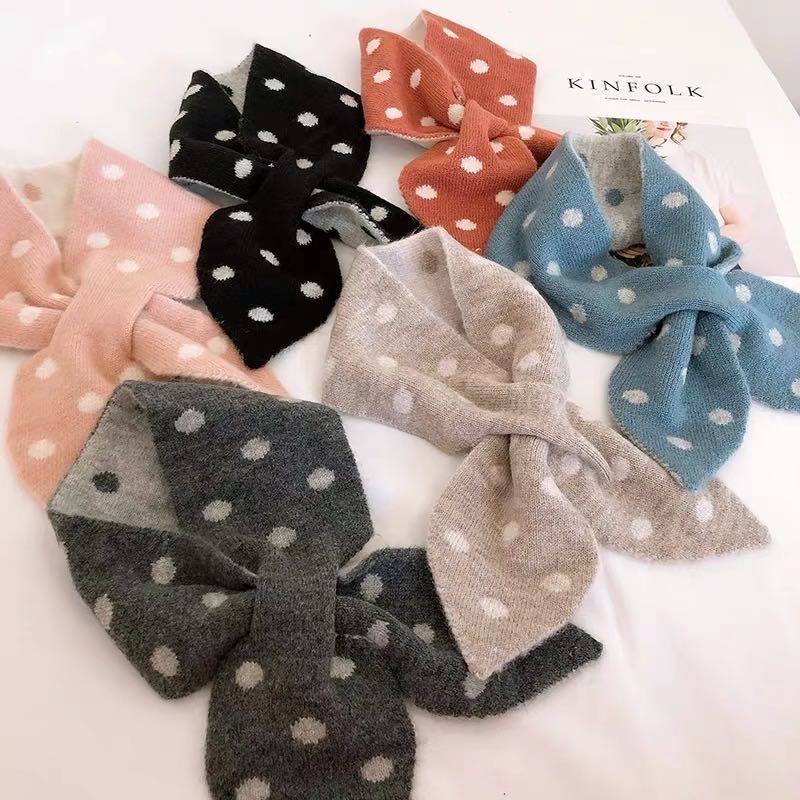 Candy Color Multicolor Optional Polka Dot Scarf Small Bow Tie