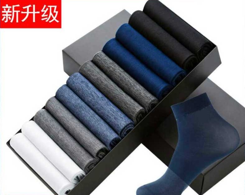 Men's summer silk stockings, men's summer thin ice silk anti-odor breathable mid-calf socks details Picture