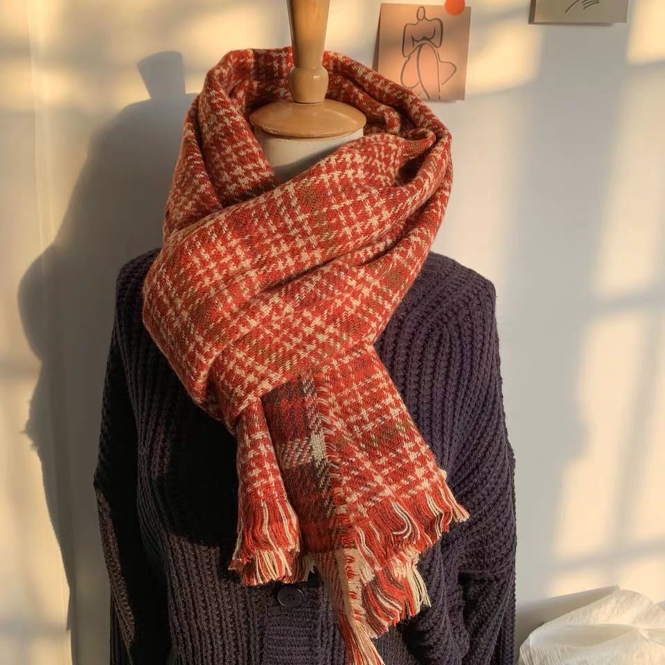 Red Scarf Thickened Warm Autumn And Winter Ladies Casual Everything Specification drawing