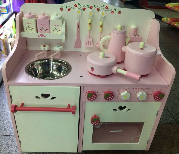 Strawberry kitchen solid wood products play every puzzle kitchen