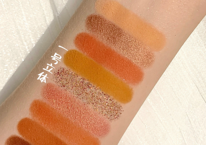 Flash 9 Color Fingertip Keyboard Eyeshadow Tray Pearl Matte Waterproof Durable Stereo No Fly Powder Tiktok Boom Specification drawing