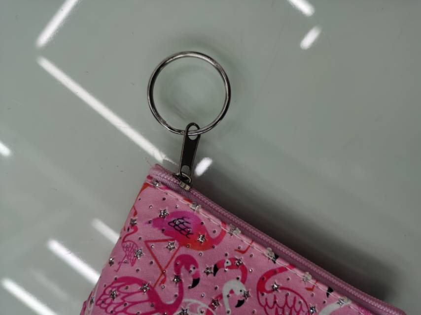 火烈鸟粉色便携带pu零钱包细节图