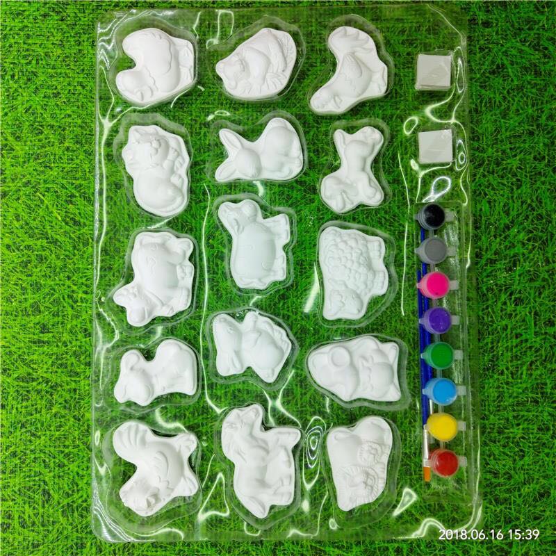 儿童手工diy白模填色石膏涂鸦上色白坯模具彩绘