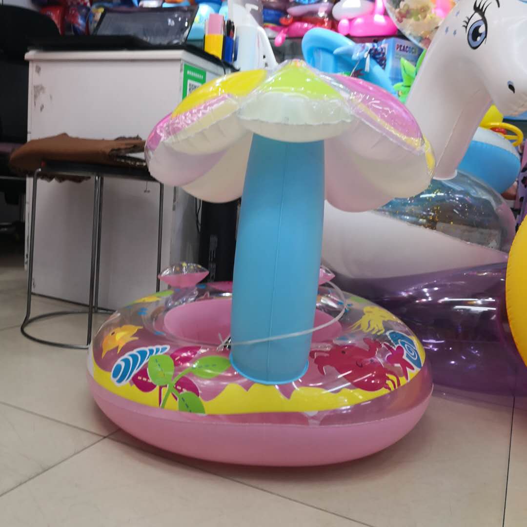 婴幼儿泳圈戏水PVC救生圈充气船遮阳伞