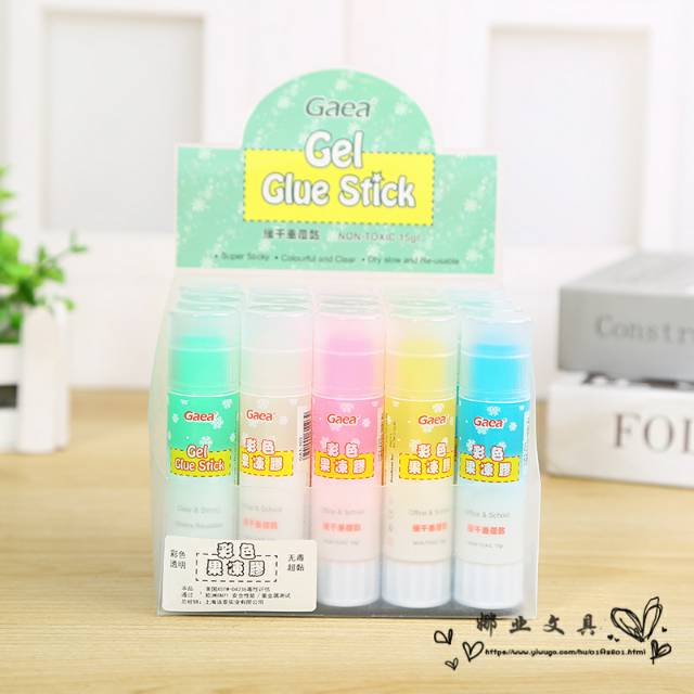 韩国文具可爱水晶彩色果冻式固体胶棒透明胶棒手工胶细节图