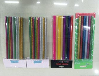 DIY handcrafted creative hot melt glue sticks with colorful gold powder in plastic bags Specification image